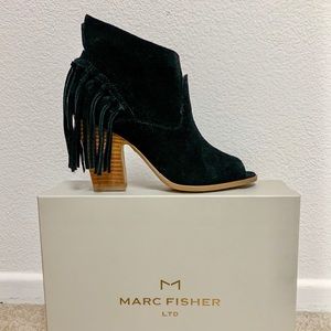Marc Fisher Black Suede Open Toe Booties